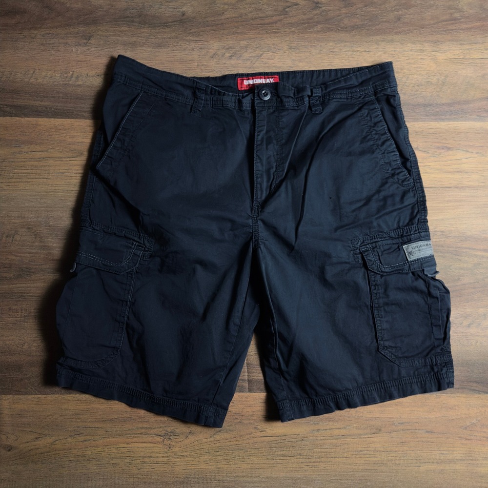Unionbay Mens Black Cargo Shorts Size 36 Cotton Stretch Utility Outdoor Casual